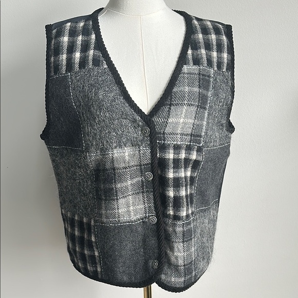 paul harris Jackets & Blazers - Vintage 90s Wool Blend Cottagecore Folk Patchwork Dark Academia Grandpa Vest L